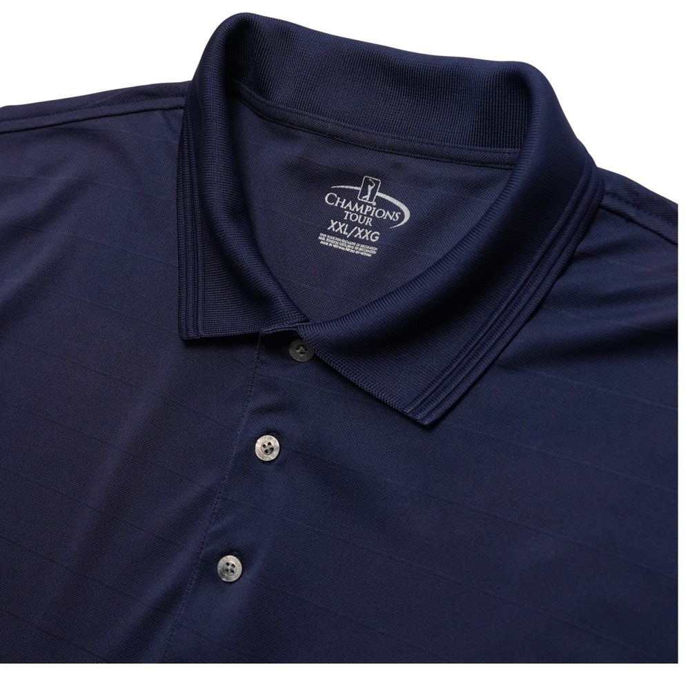 Champions Tour Mens XXL Blue‎ Striped Polo Golf Performance Shirt
